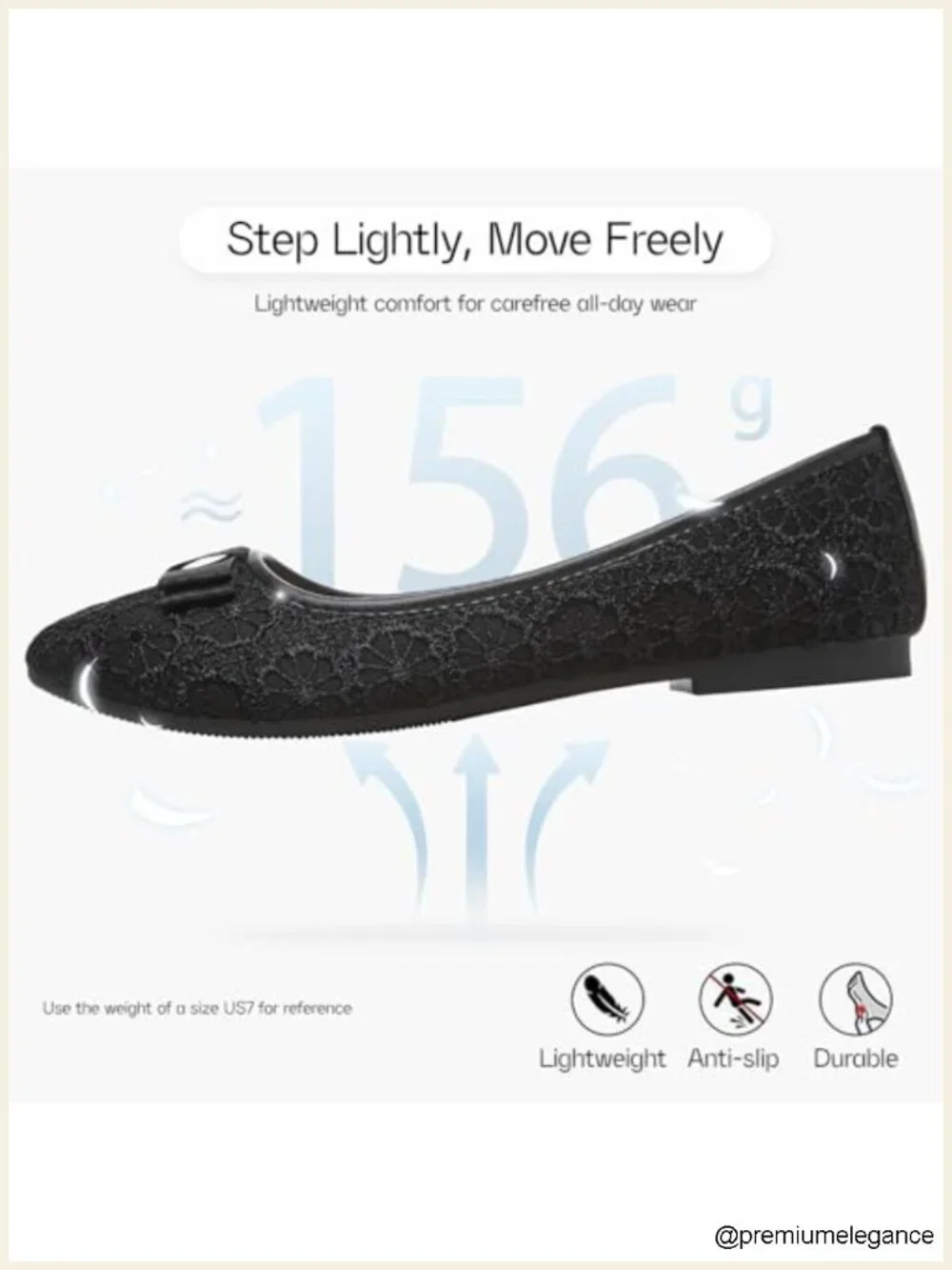 Lace Ballet Flats with Bow Memory Foam Insole